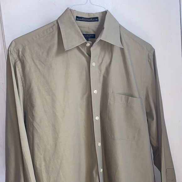DONNA KARAN SIGNATURE Tan Cotton Shirt-16 34/36 - Picture 2 of 7